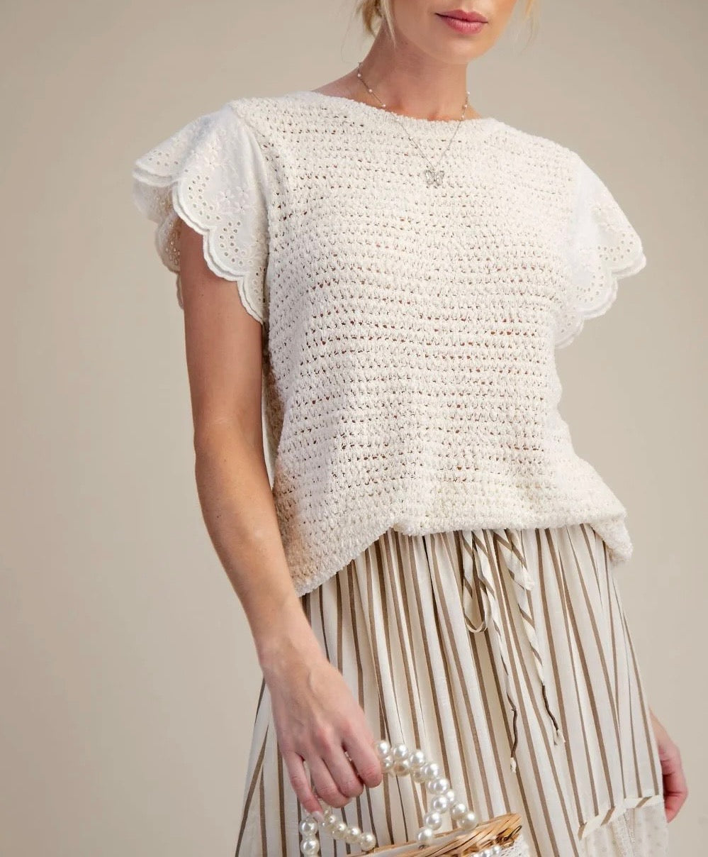 Wing Sleeve Knit SS Sweater