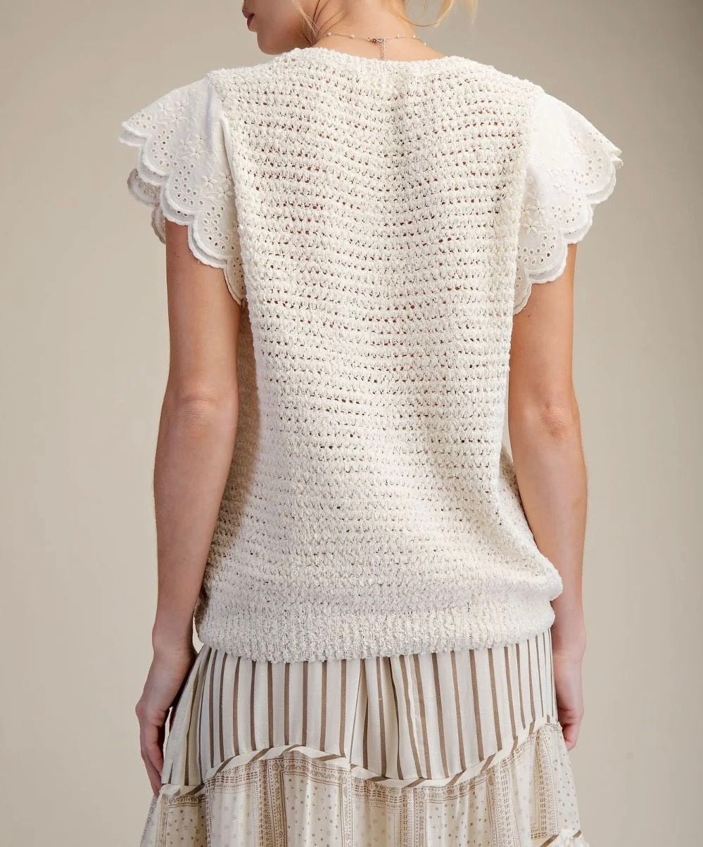 Wing Sleeve Knit SS Sweater