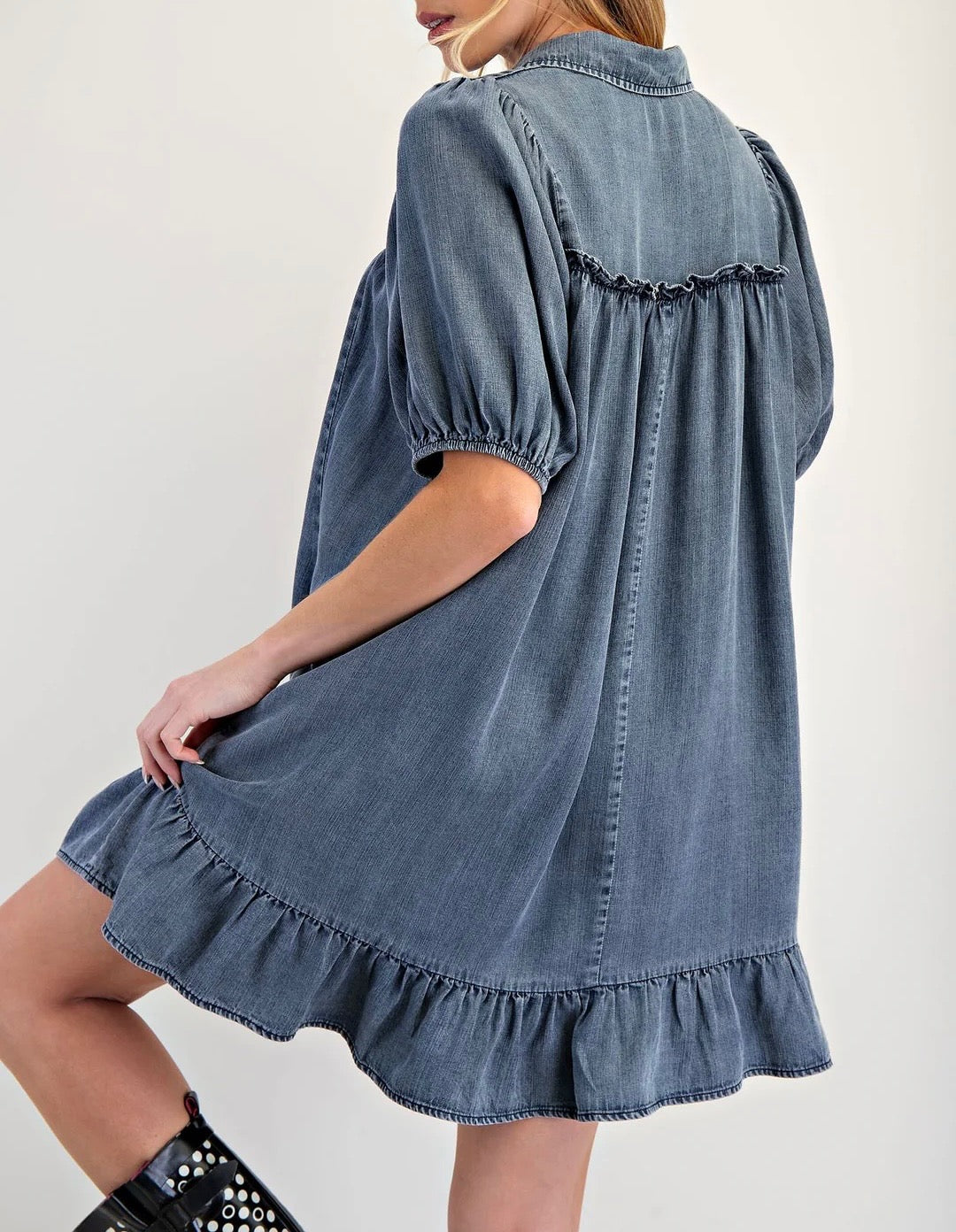 Bottom Ruffle Denim Dress