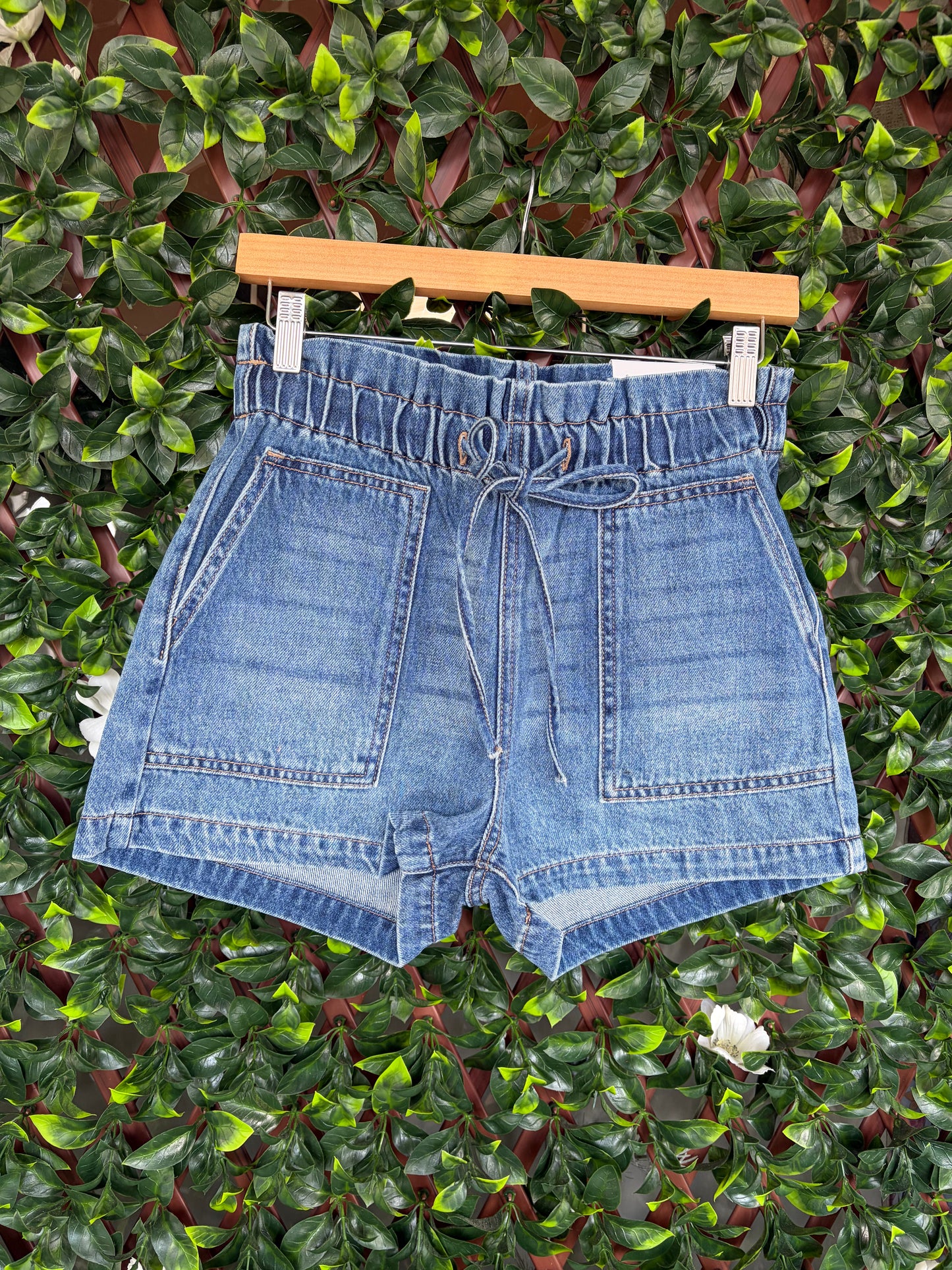 Denim Paper Bag Shorts