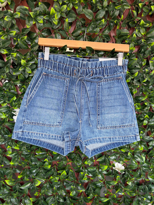 Denim Paper Bag Shorts