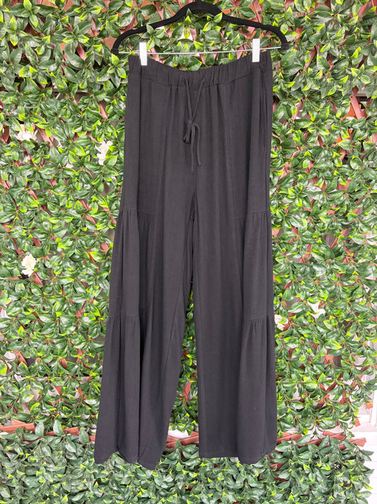 Linen Wide Leg Tiered Palazzo Pants