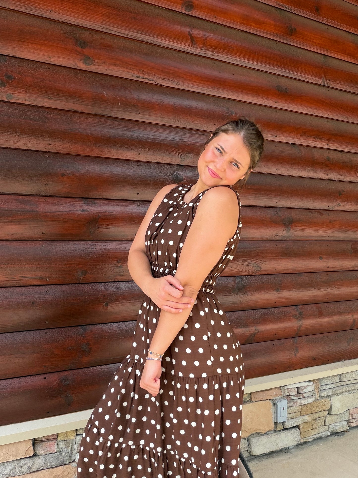 Polka Dot A Line Midi Dress