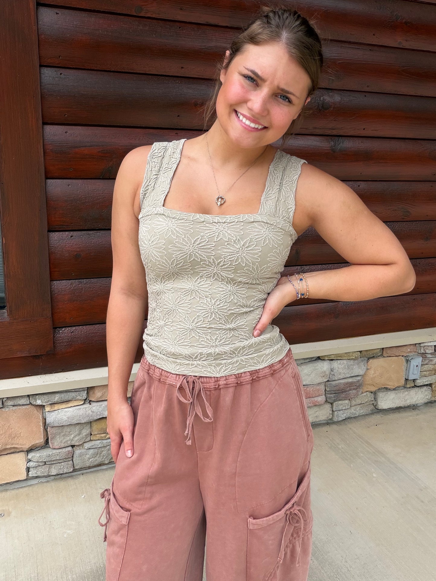 Floral Jacquard Seamless Tank