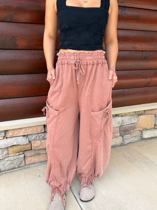 Mineral Washed Drop Pocket Balloon Pants
