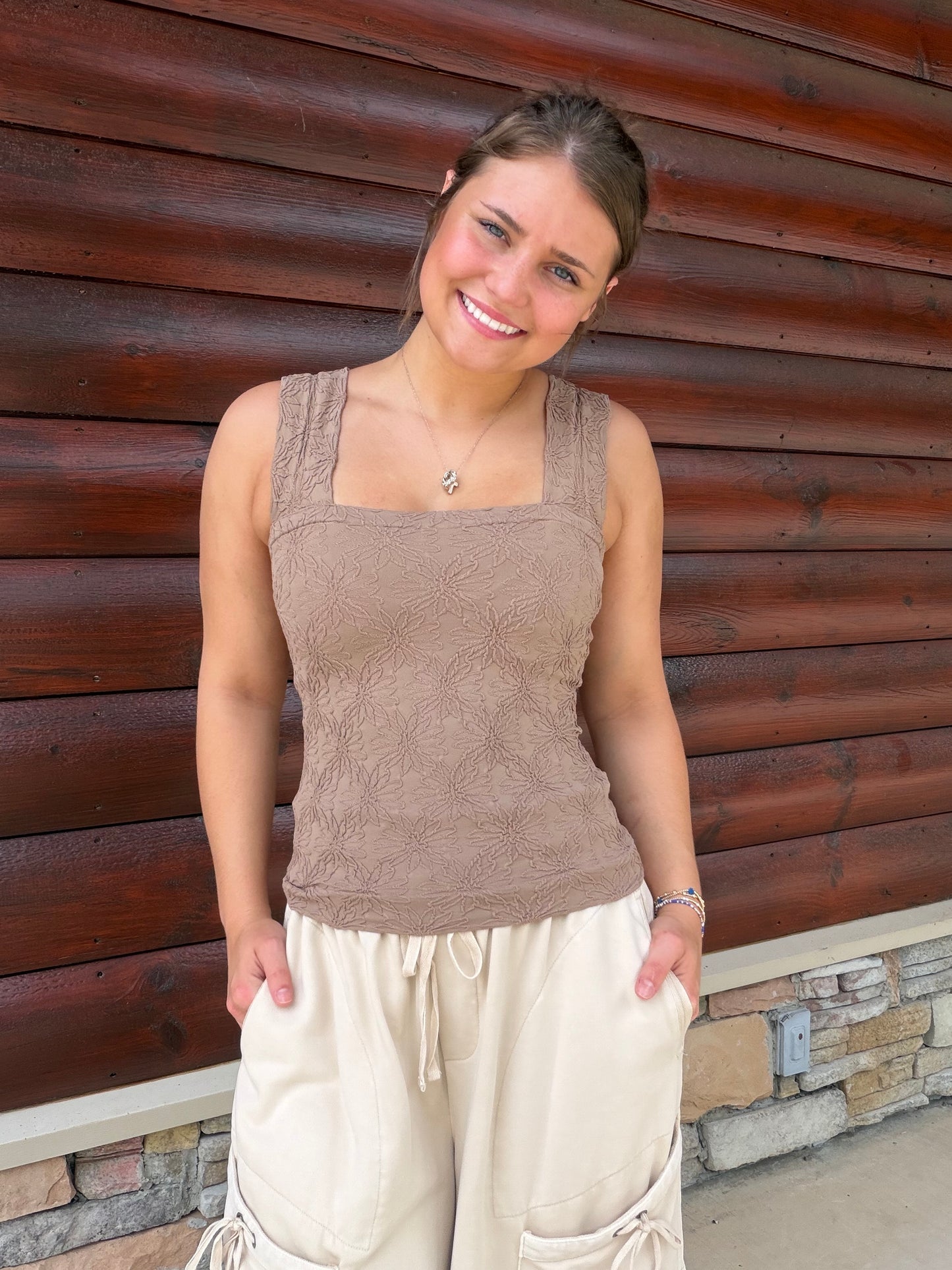 Floral Jacquard Seamless Tank