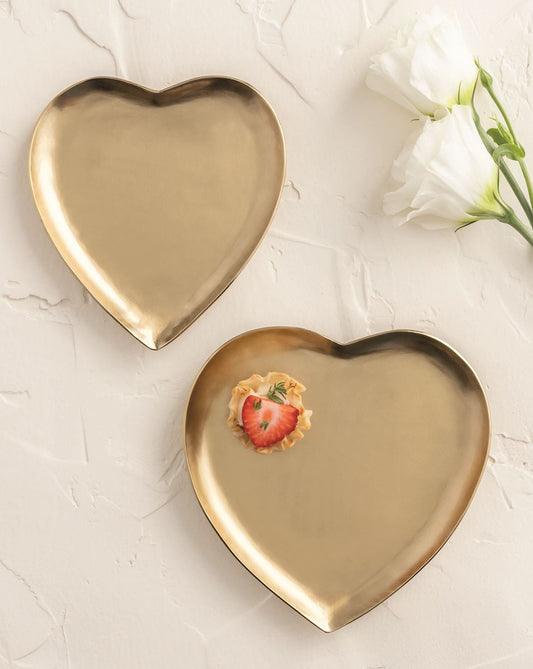 Large Brass Heart Tidbit Tray
