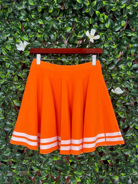 Orange Pleated Skirt