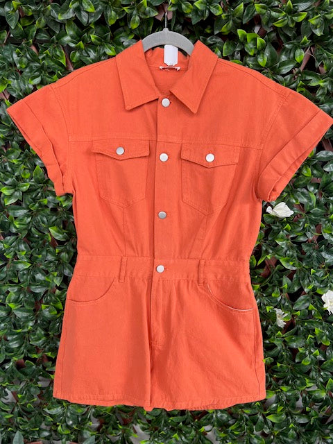 Orange Utility Romper