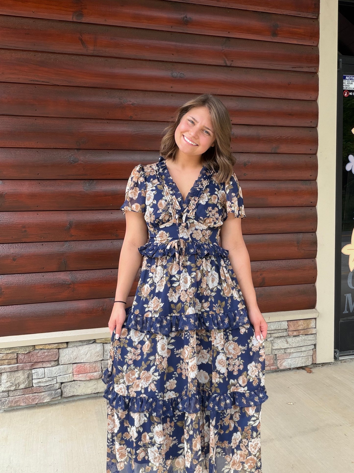 Floral Ruffle Tier Midi Dress