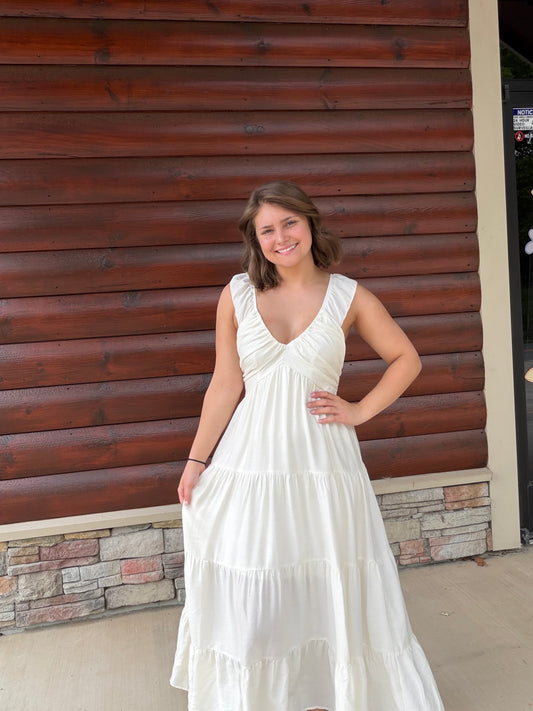 Ruffle Sleeve Tiered Maxi Dress