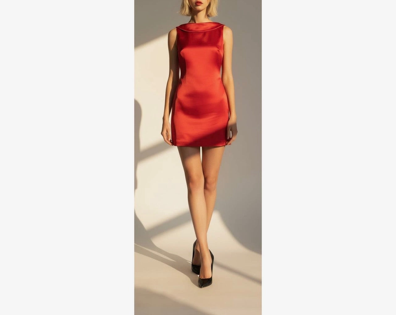 Draped Cowl Neck Mini Dress