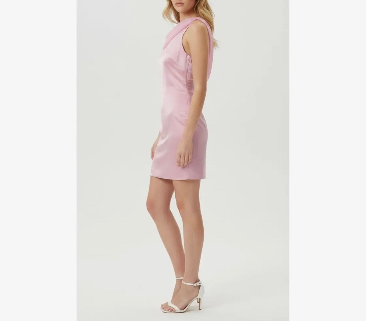 Draped Cowl Neck Mini Dress
