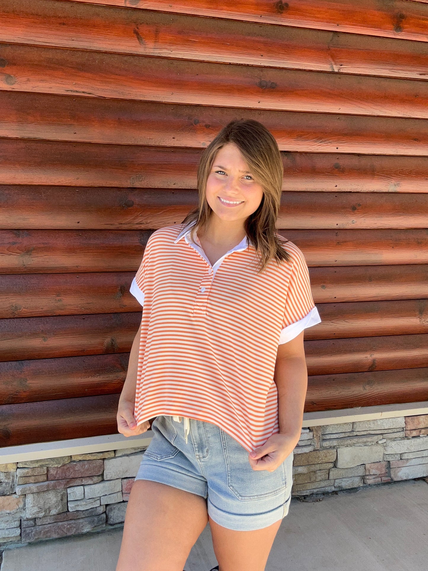 Collared Stripe Top
