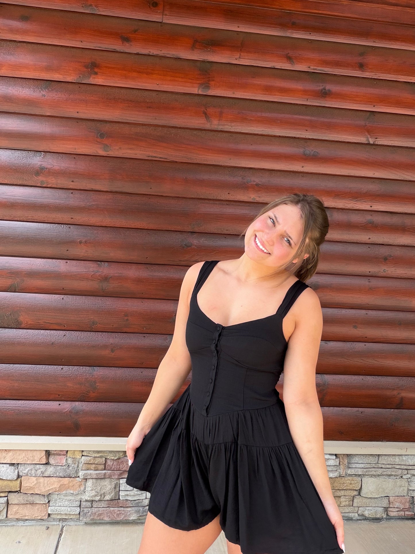 Button Down Sleeveless Romper