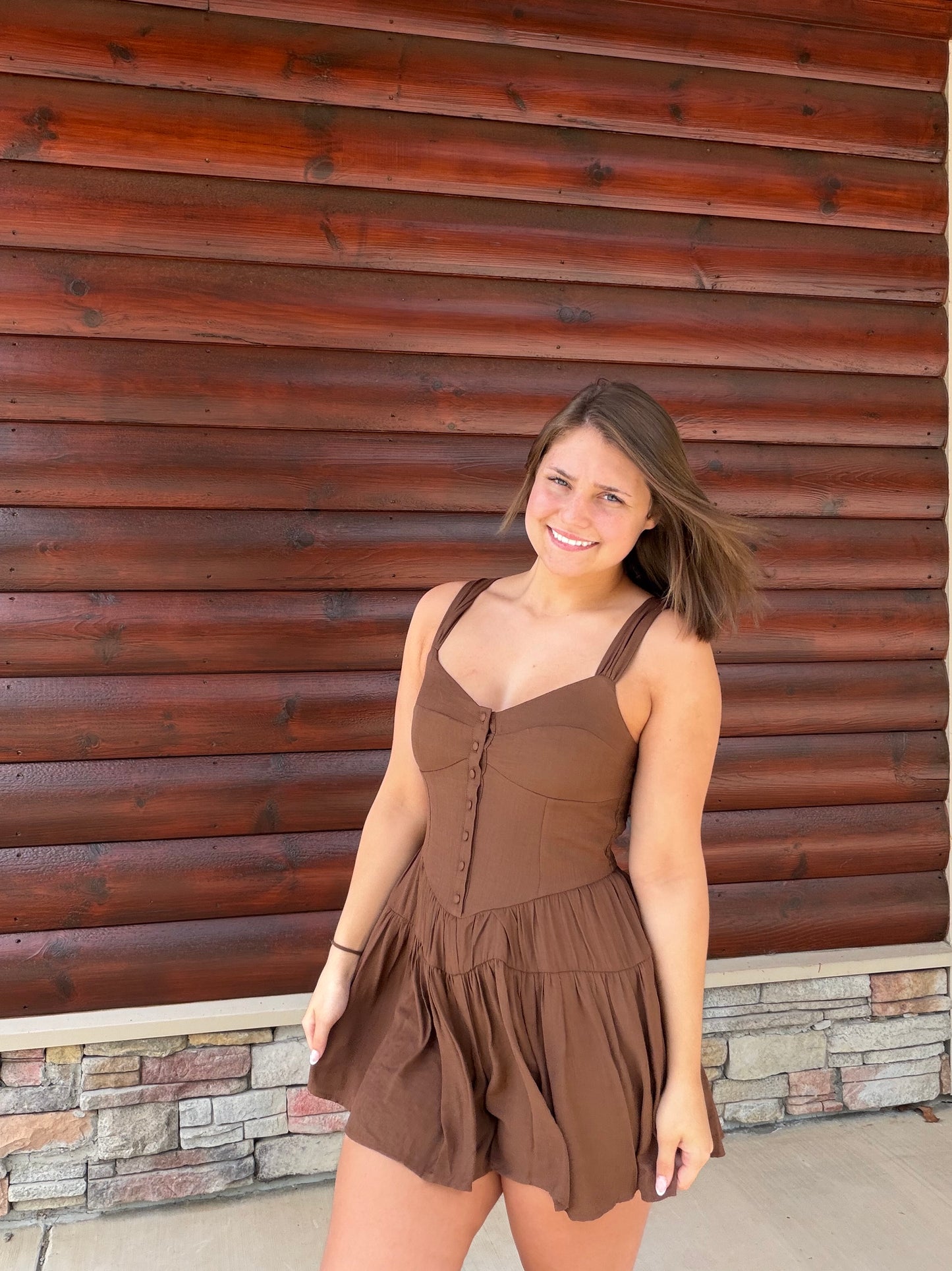 Button Down Sleeveless Romper