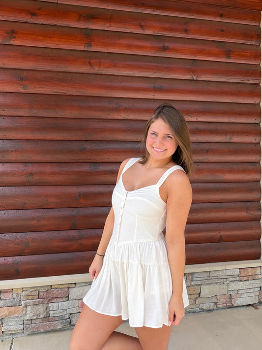 Button Down Sleeveless Romper