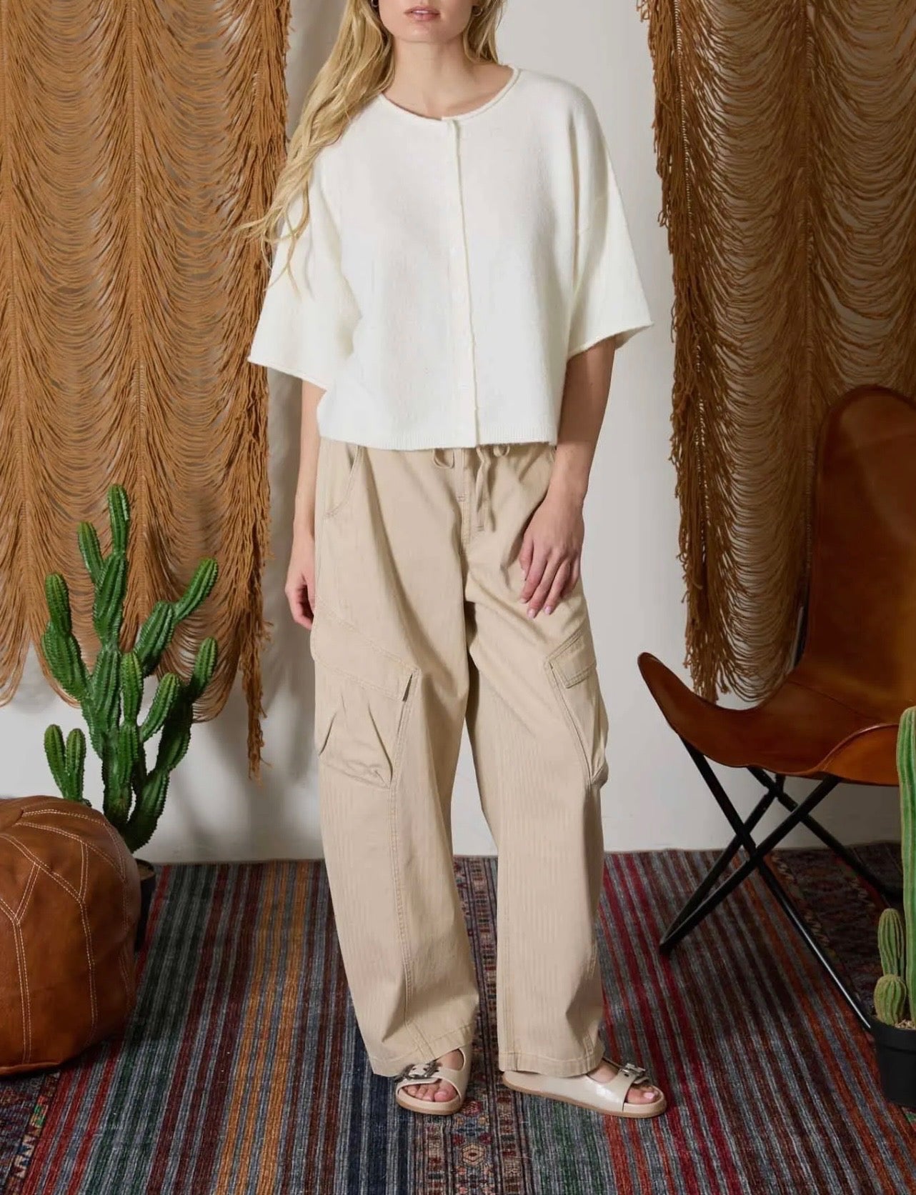 Tapered Wide Leg Cargo Pants