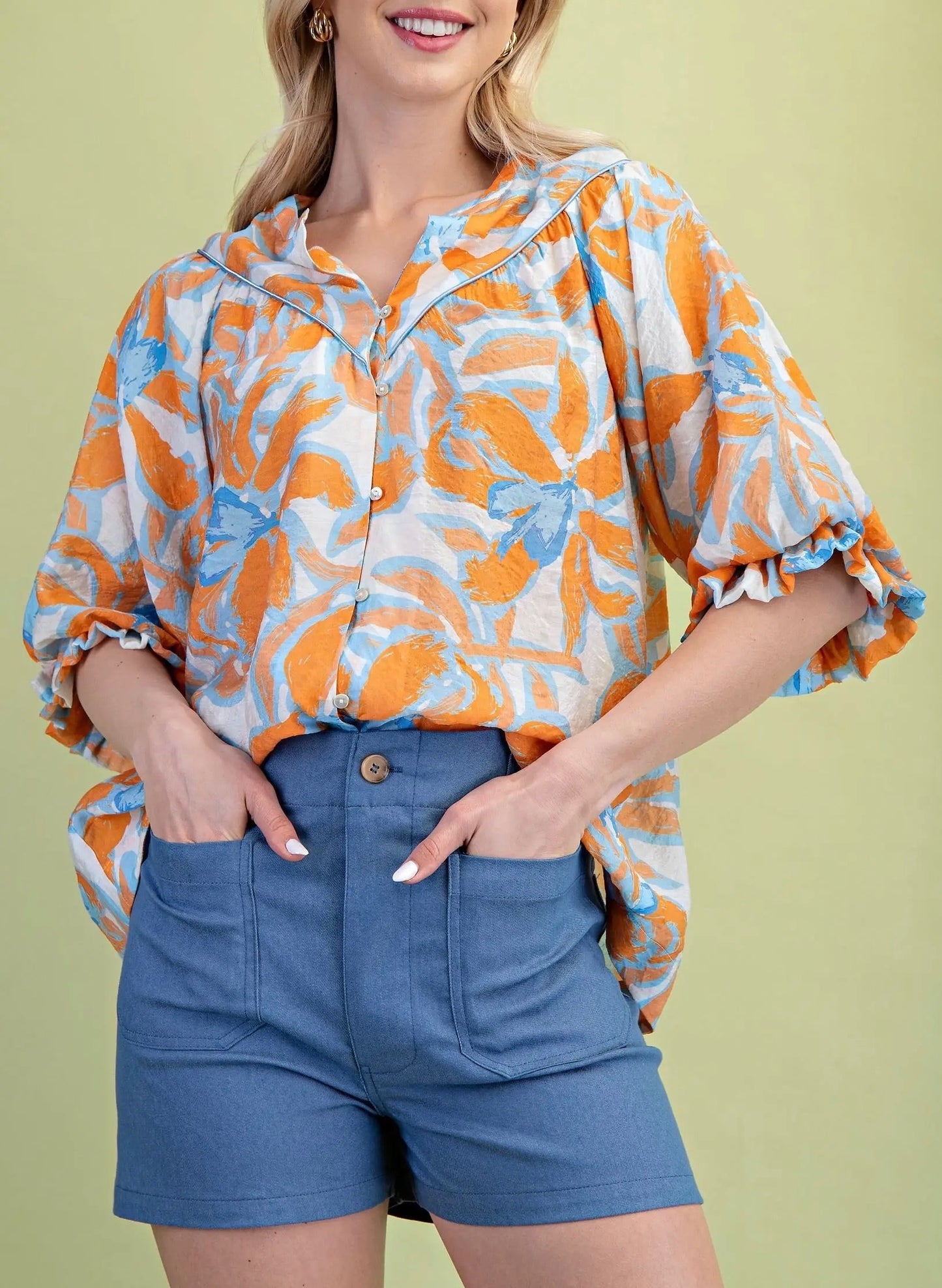 HW Stretchy Denim-Like Shorts
