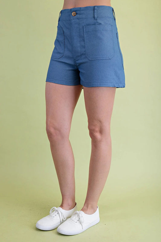 HW Stretchy Denim-Like Shorts