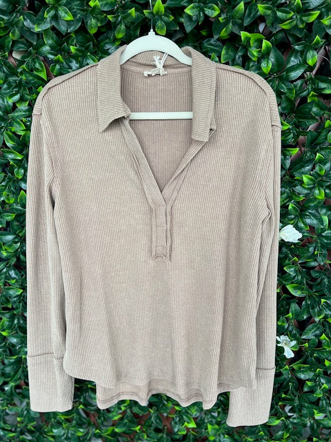 Khaki Waffle Knit Shirt