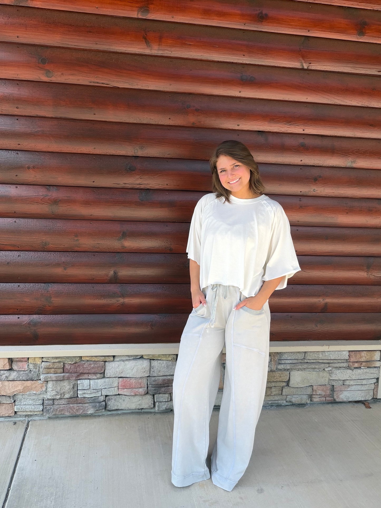 Wide Leg Stitch Seam Detail Pants