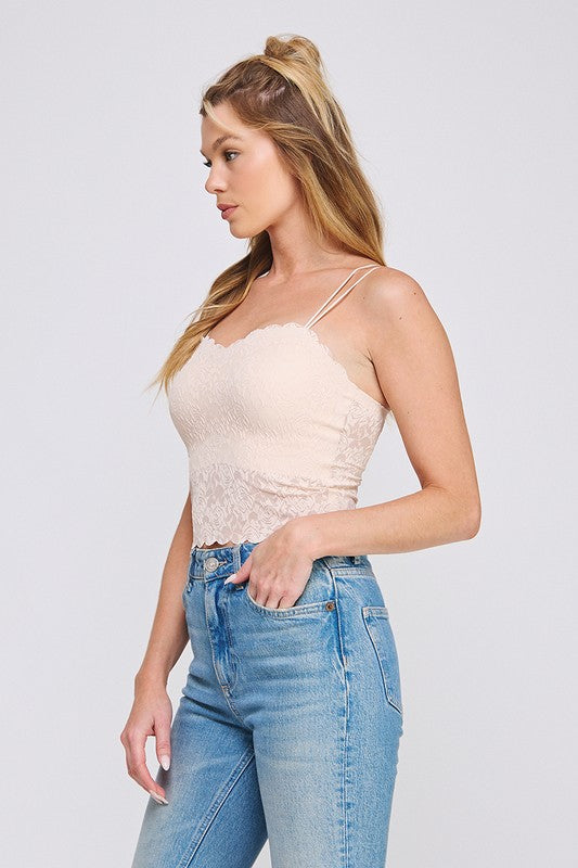 Floral Lace Scalloped Tank