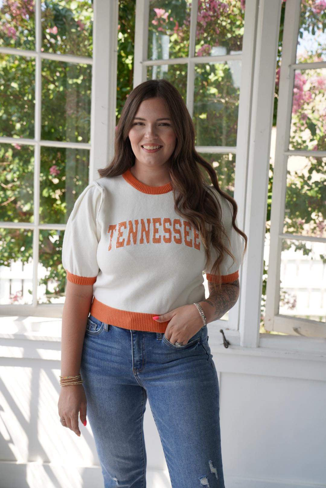 Orange and White Sweater