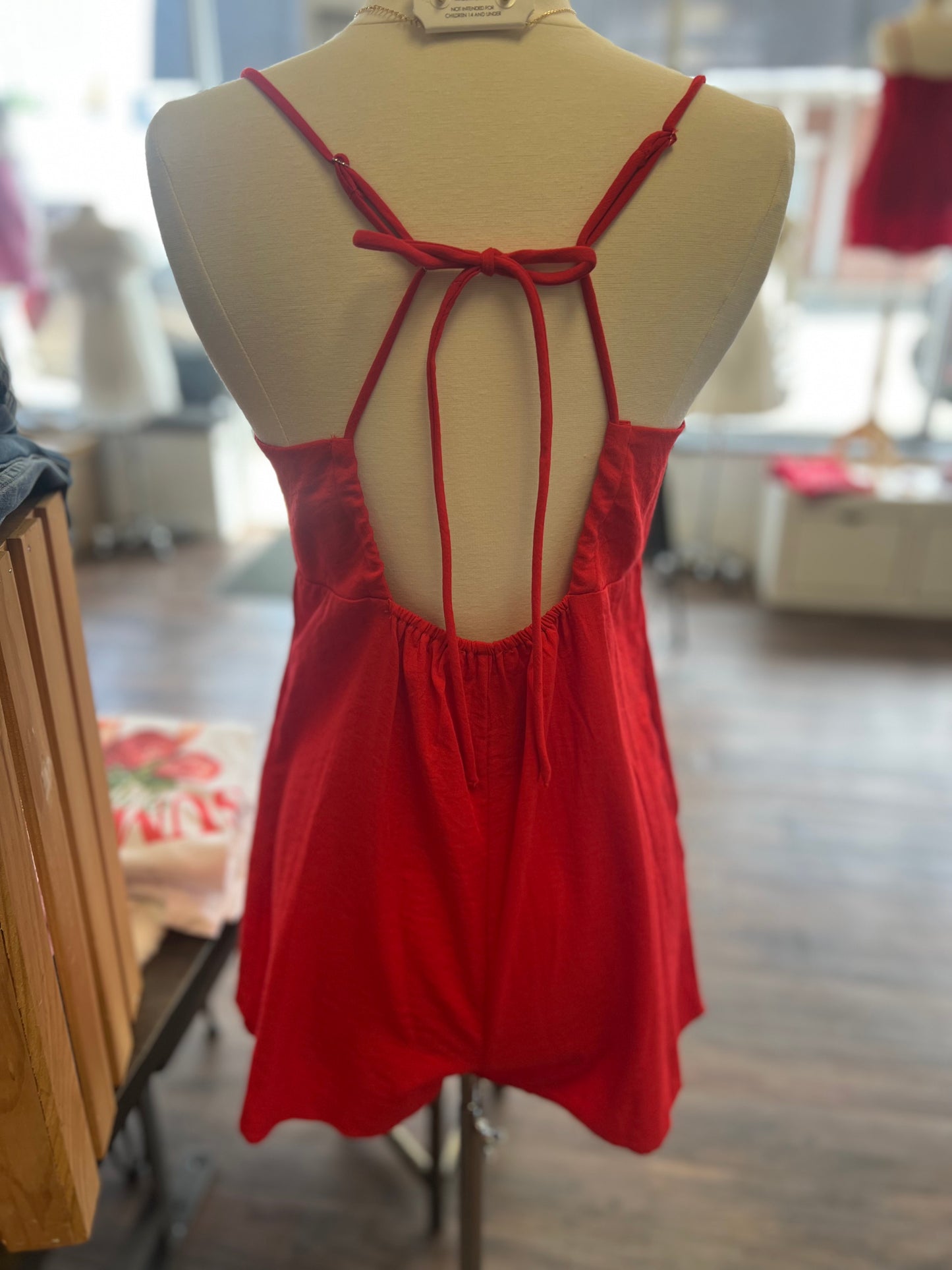 Red Vneck Romper