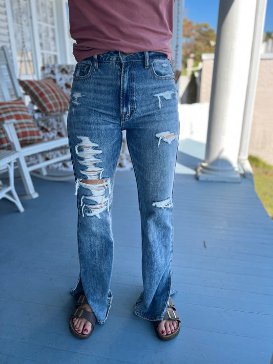Distressed Flare Jeans