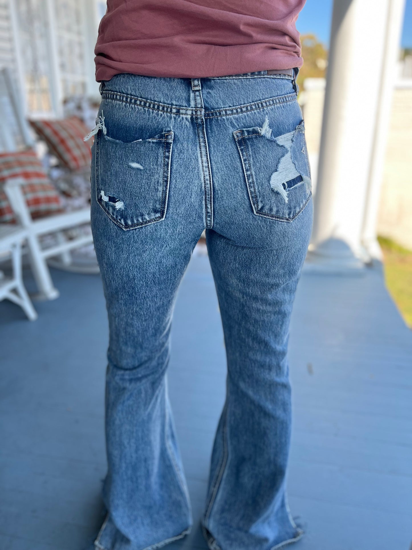 Distressed Flare Jeans