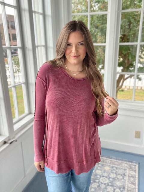 Long Sleeved Burgundy Top