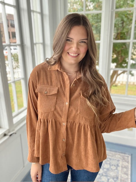 Fall Corduroy Babydoll Top