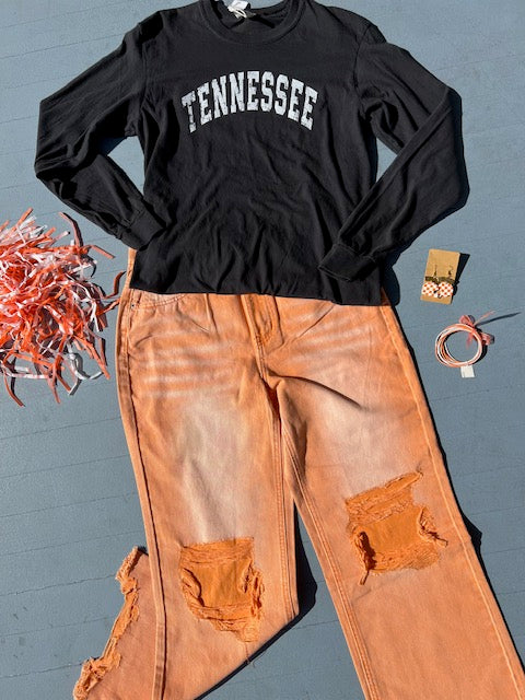 Long Sleeve Black Tennessee Tshirt