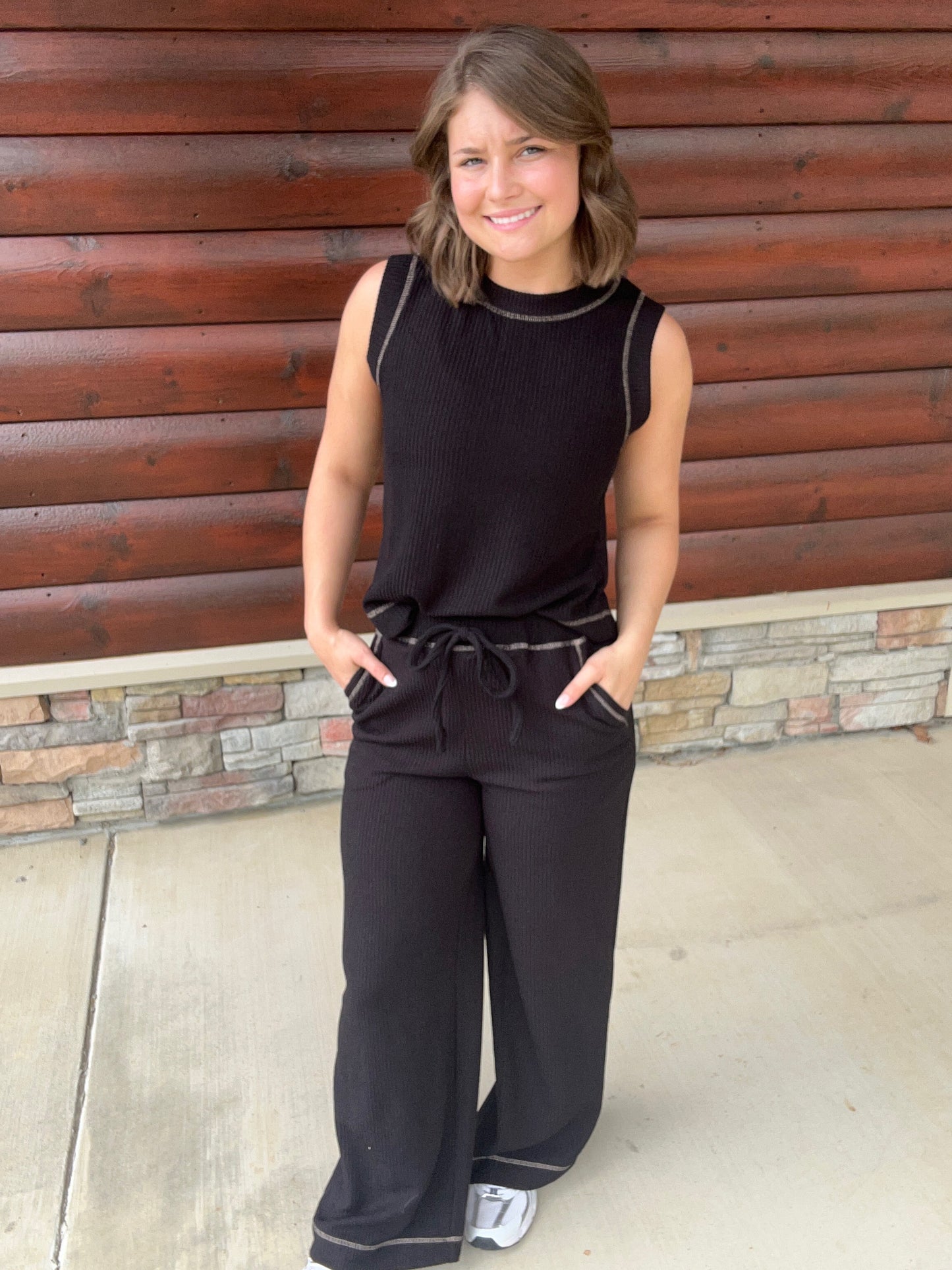Ribbed Button Detail Lounge Set