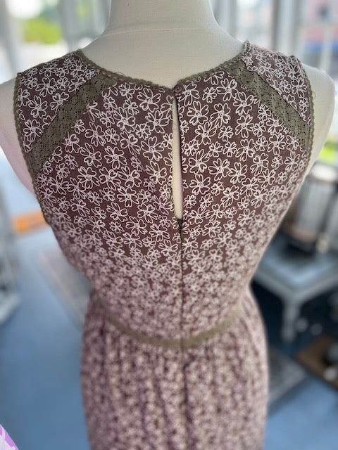 Sleeveless Floral Brown Maxi Dress