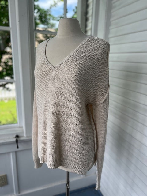Long Sleeve Cream Knit Sweater