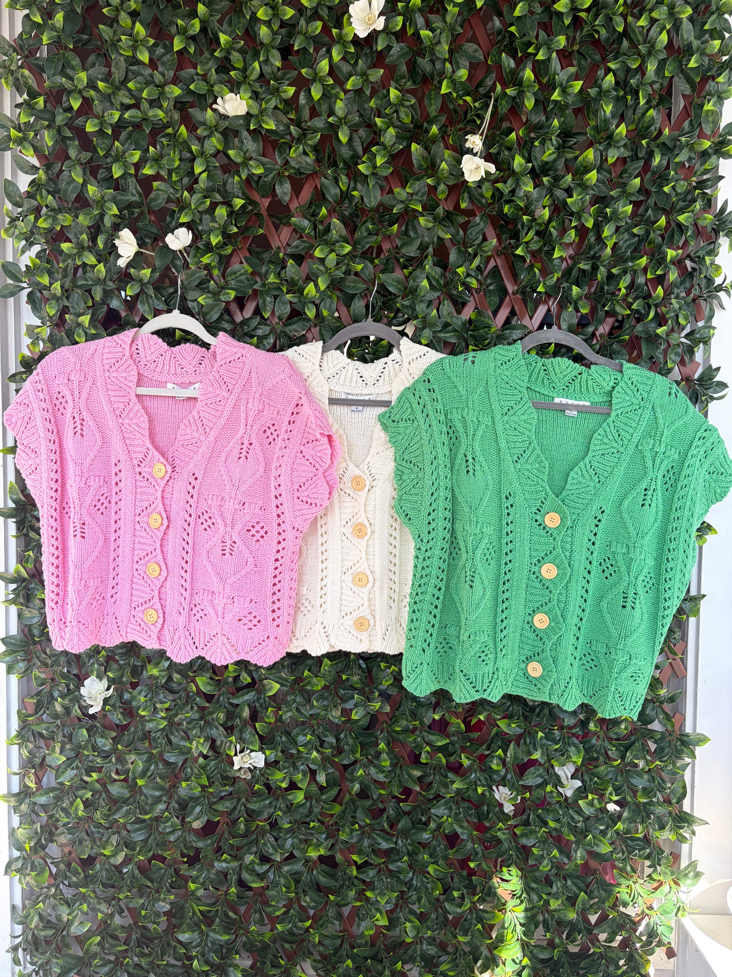 Scallop Edge Knit Button Vest