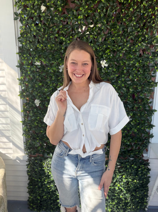 Button Down Tie Front Top