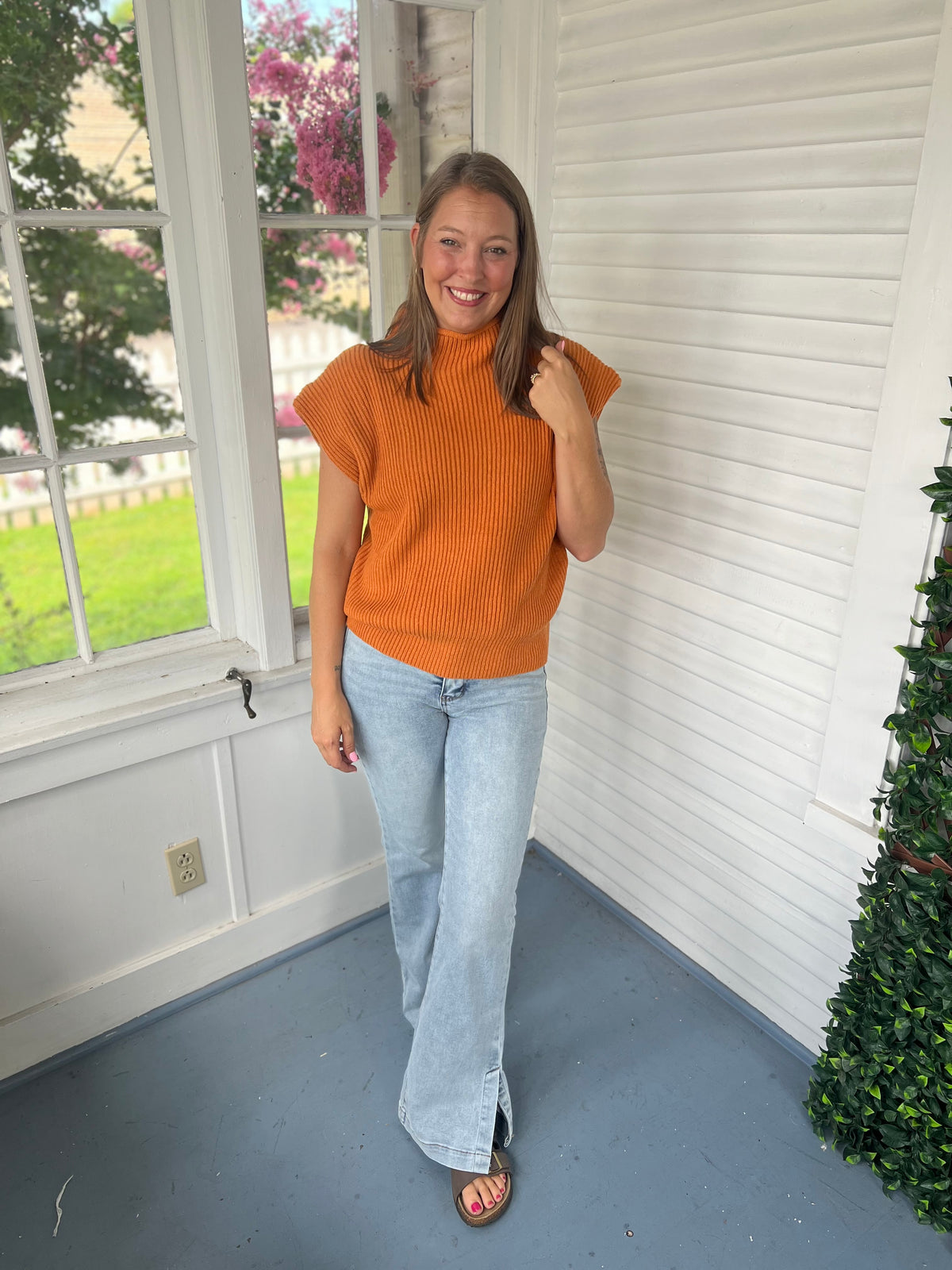 Orange Sleeveless Sweater