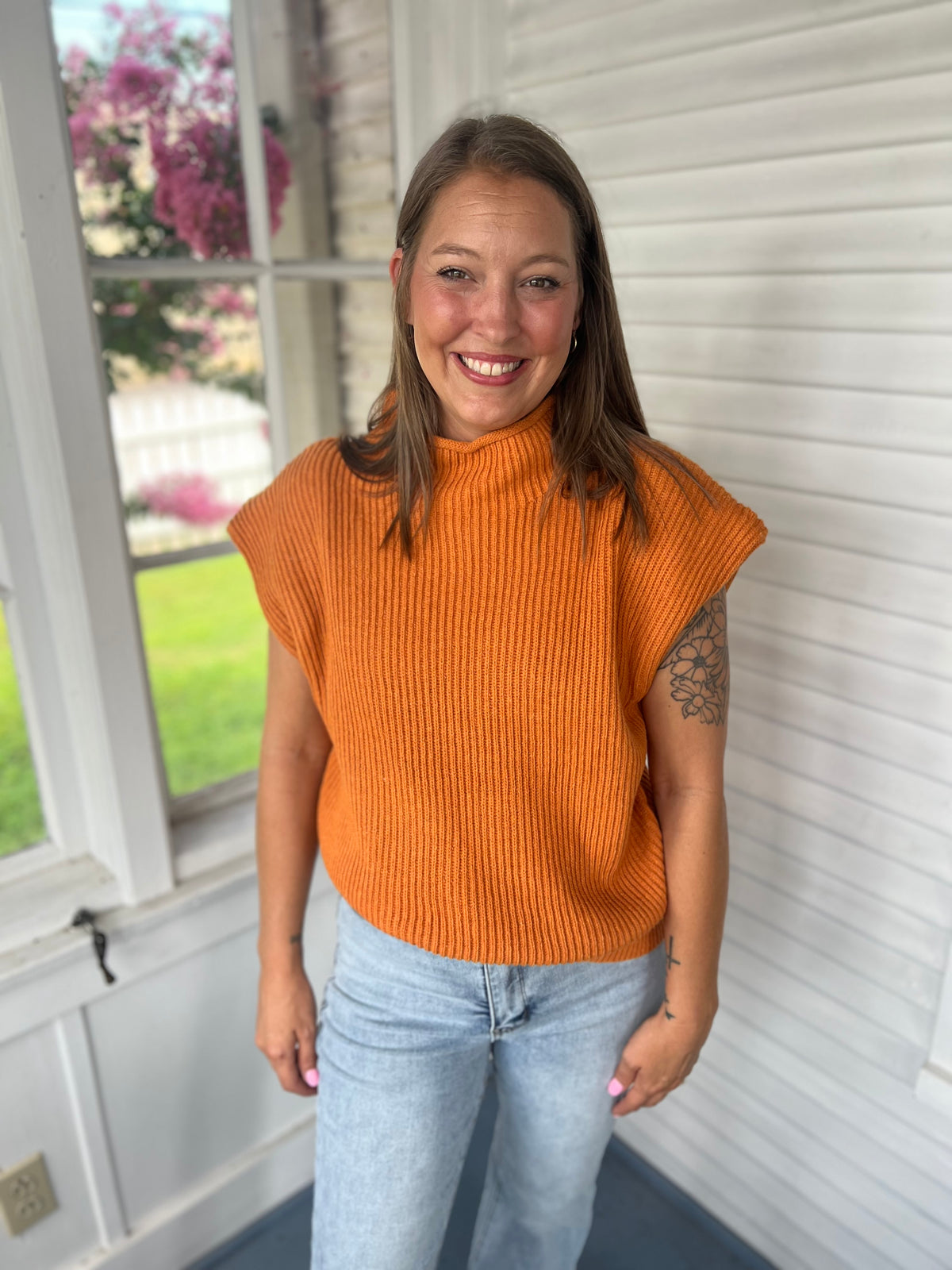 Orange Sleeveless Sweater