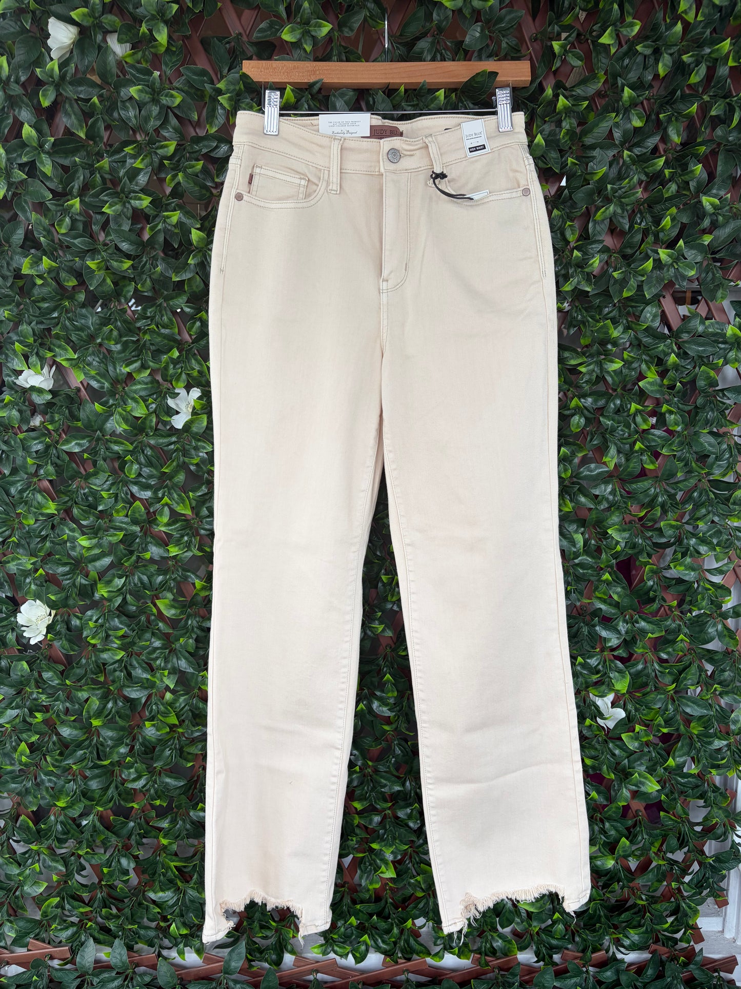 High Waist Straight Fit Khaki Jeans