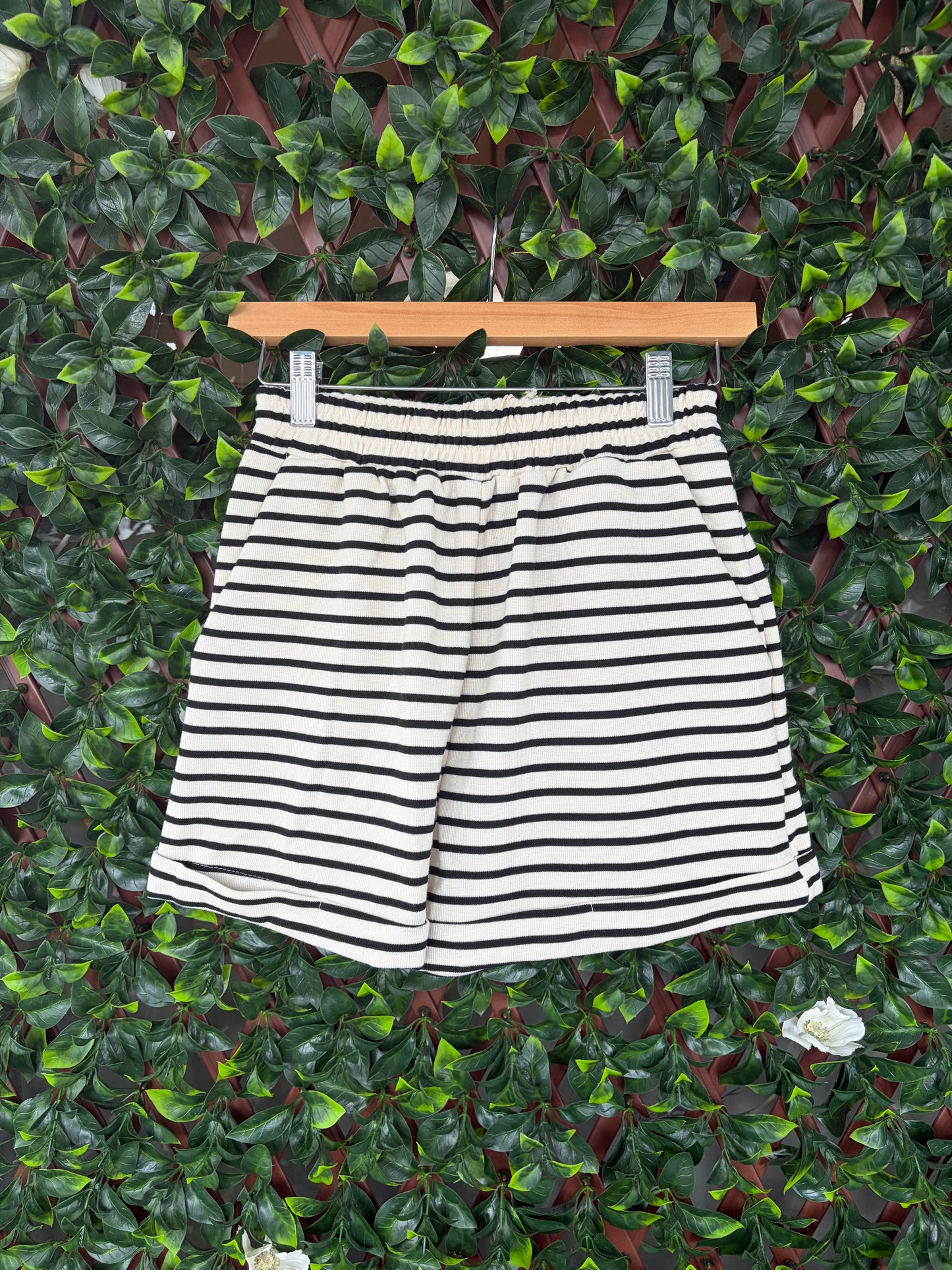 Black/Cream Striped Shorts