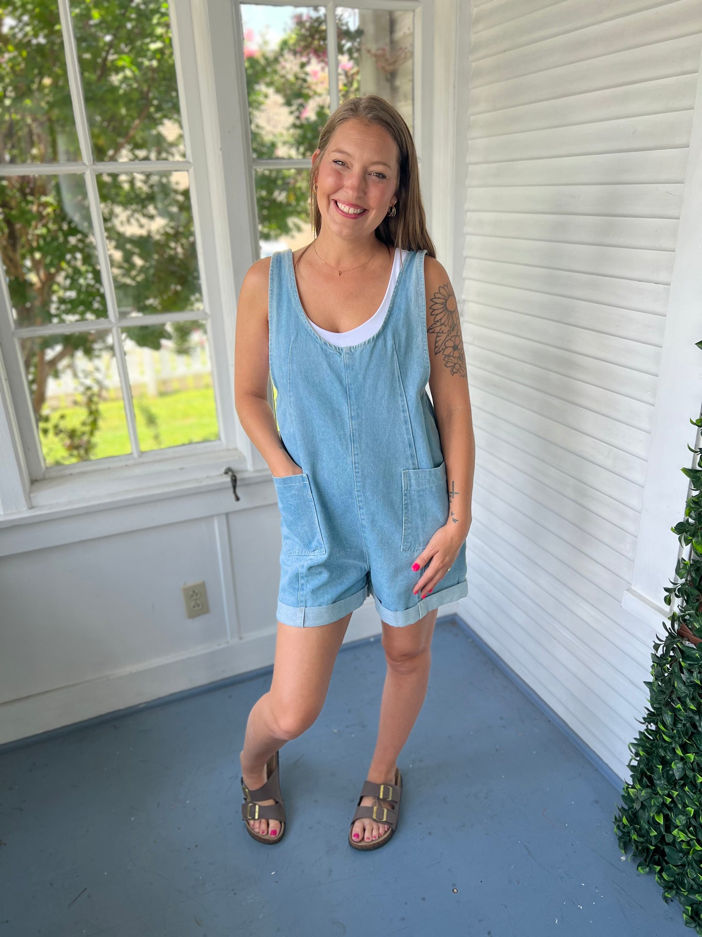 Denim Shorts Romper