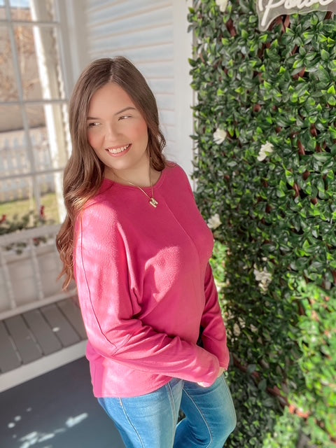 Pink Dolman Long Sleeve Top