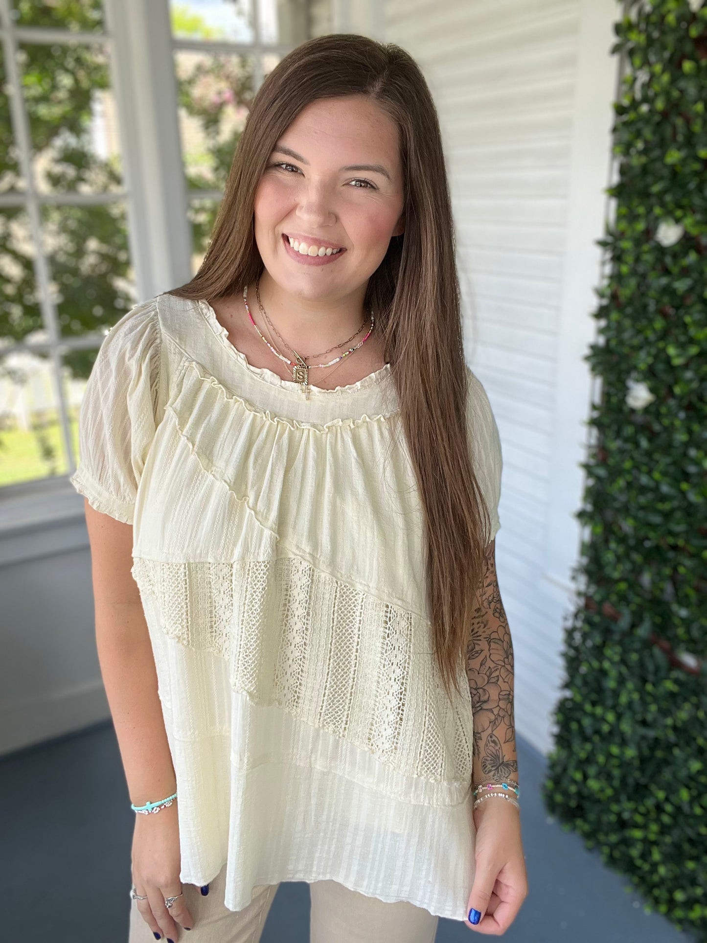 Crochet Detail Flowy Top