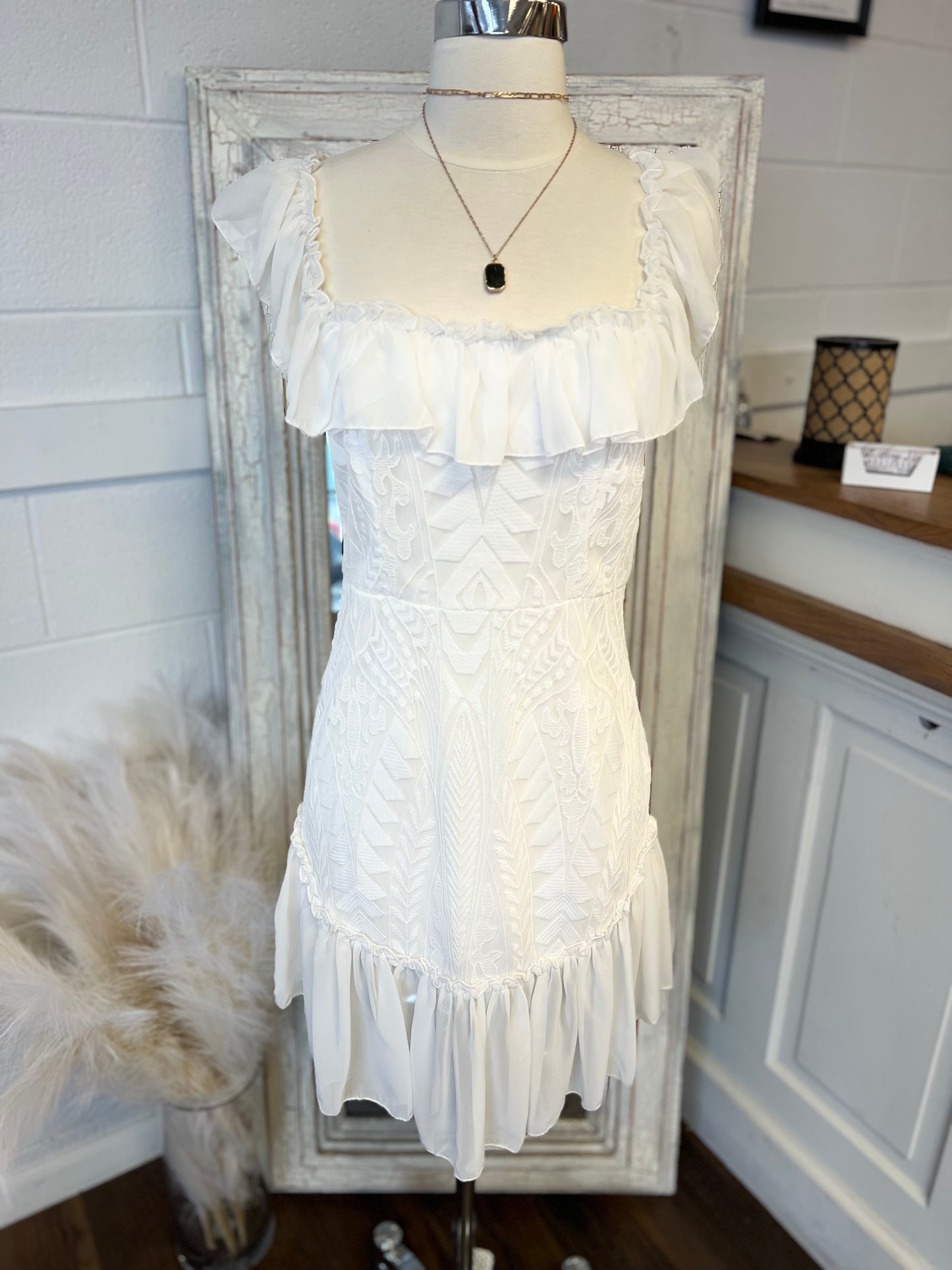 White Boho Mini Dress