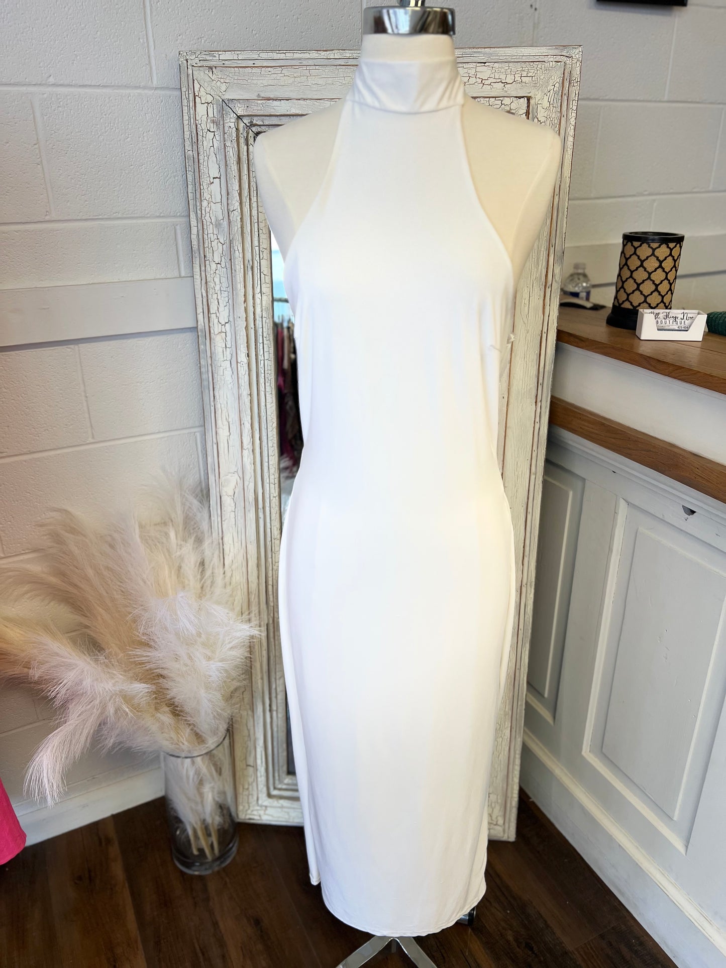 White Halter Maxi Dress