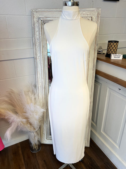 White Halter Maxi Dress