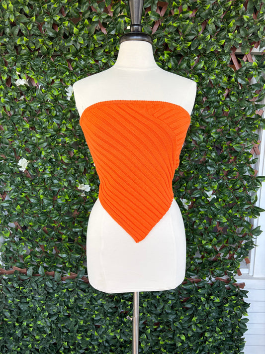 Orange Scarf Sweater Top